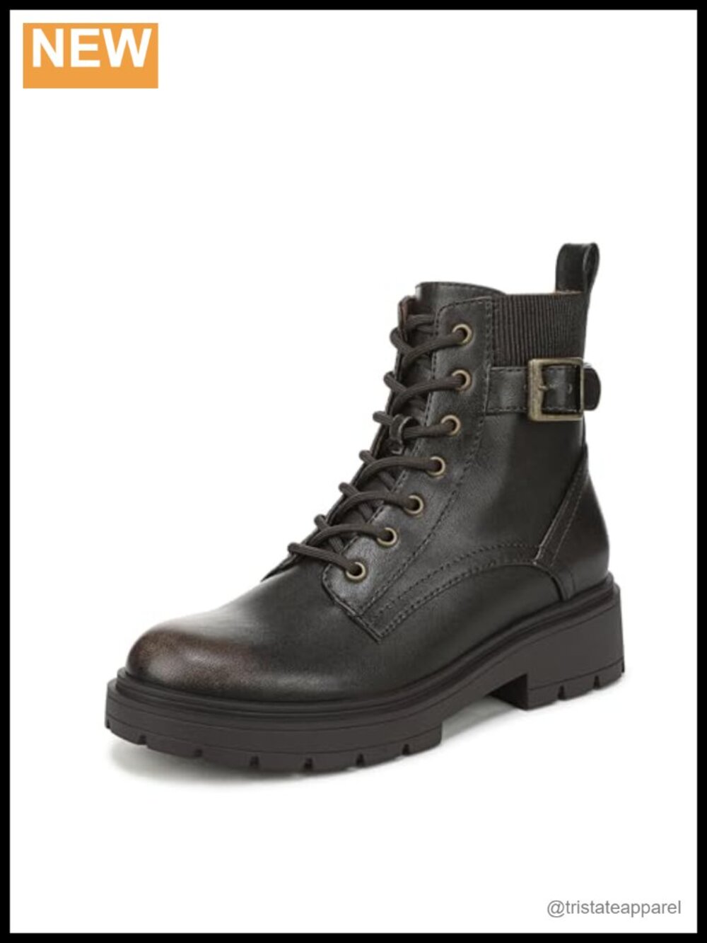 Women's Ankle Boots Faux Leather Lace-Up Zip Combat Bootie